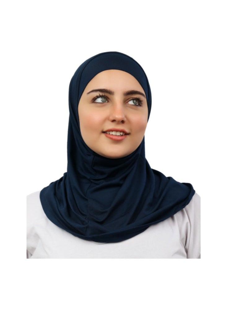 طقم حجاب سوري قطعتين (بندانة مفتوحة + تلبسة) - قطن ليكرا فاخر - ألوان متعددة - Image 1
